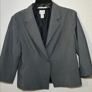 Chico's Gray Blazer with Notched Lapel and 3/4 Sleeves